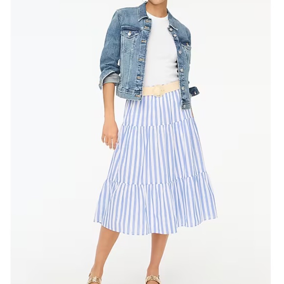 J. Crew Striped Blue and White Women's Skirt 2x NWT - Picture 6 of 9